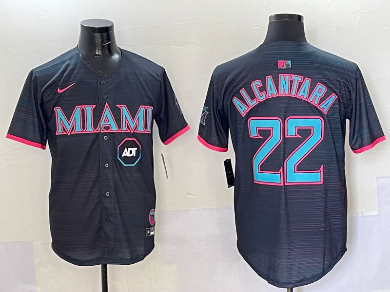 Men 2025 Miami Marlins #22 Alcantara Black Joint Name Nike MLB Jersey style 8->miami marlins->MLB Jersey